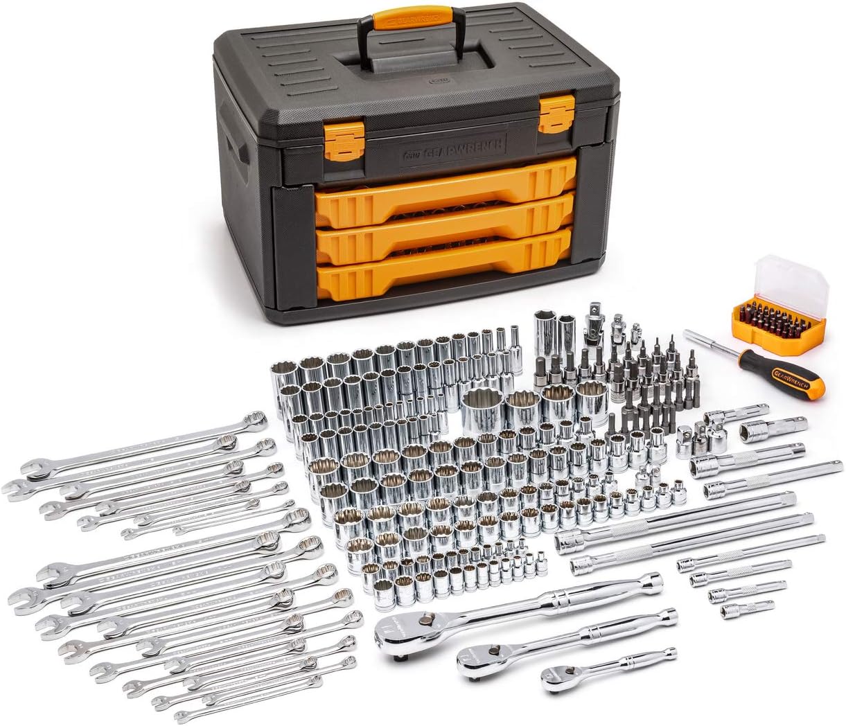 GEARWRENCH 243 Pc. 12 Pt. Mechanics Tool Set in 3 Drawer Storage Box 80972