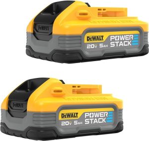 DEWALT Powerstack 20V MAX Battery, Rechargeable, 5Ah, Lithium Ion, 2-Pack DCBP5202