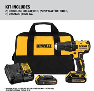 DEWALT 20V MAX Cordless Drill / Driver Kit, Compact, Brushless DCD777C2