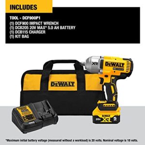 DEWALT 20V MAX Cordless Impact Wrench Kit, 20V MAX, 1/2" Hog Ring With 4-Mode Speed DCF900P1