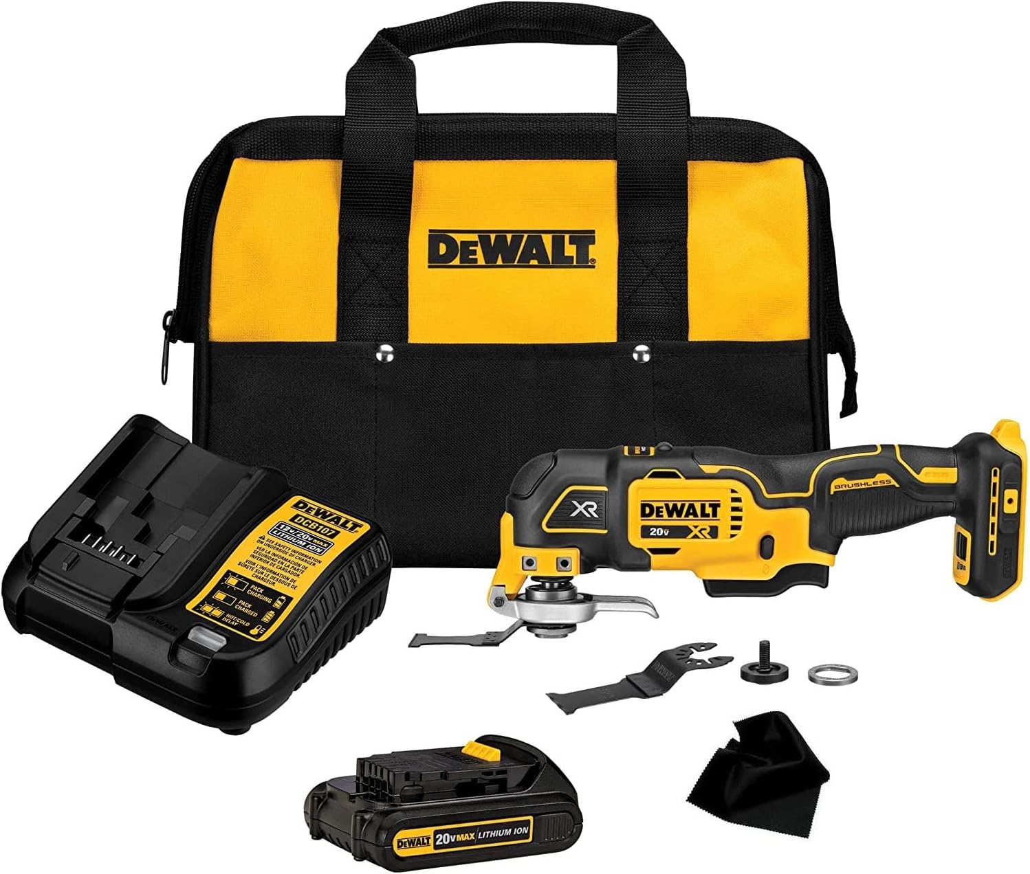 DEWALT 20V MAX XR Cordless Multi Tool, Brushless Motor, 3-Speeds, Oscillating, 6 Piece DCS356C1