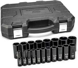 GEARWRENCH 19 Piece 1/2 Inch Drive 6 Point Impact Socket Set Deep SAE 84934N