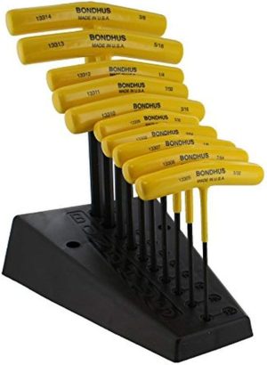 Bondhus 13390 Set of 10 Hex T-handles w/Stand, sizes 3/32-3/8"