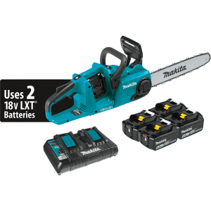 Makita XCU03PT1 36V (18V X2) LXT® Brushless 14" Chain Saw Kit, 4 ea. BL1850B battery, dual port charger (5.0Ah)