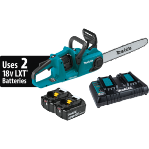 Makita XCU04PT  36V (18V X2) LXT® Brushless 16" Chain Saw Kit, dual port charger (5.0Ah)