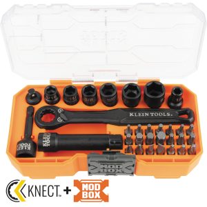 Klein Tools 65300 KNECT 1/4-Inch Drive Impact-Rated Pass Through Socket Set, 32-Piece