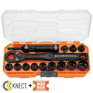 Klein Tools 65400 KNECT 3/8-Inch Drive Impact-Rated Pass Through Socket Set, 15-Piece