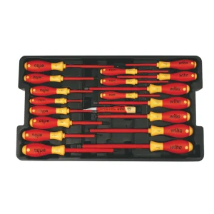 Wiha 32095   19 Piece Insulated SoftFinish Screwdriver and Cat III Voltage Detector Set with Toolbox Tray