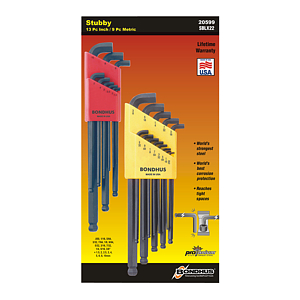 Bondhus 20599  Set 22 Stubby Ball End L-Wrenches IN/MM Double Pack