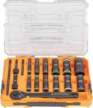Klein Tools 65626 KNECT™ Flip-24 Deep-Well, Heavy-Duty Impact Socket Set, SAE and Metric