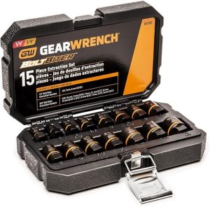 Gearwrench 84783 15 Piece 1/4" & 3/8" Drive Bolt Biter Impact Extraction Socket Set